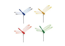 Фигурка садовая пластиковая на металл. стежне 25см Стрекоза 5х9см,  цвета в ассортименте Inbloom 153-196