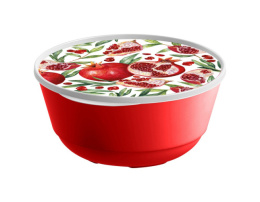 Миска пластиковая с крышкой 1,0л Bergamo с декором, красный IDIland 221165606/03