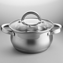 Кастрюля из нержавеющей стали  2,8л 180мм стеклянная крышка Webber BE-144/2