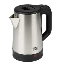 Чайник электрический 1,8л 1500Вт, HS-1041, нержавеющая сталь, диск, стальной/черный HomeStar 105220