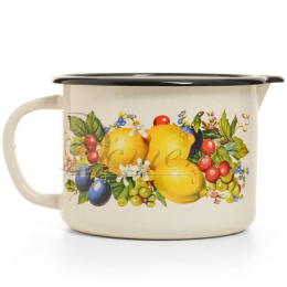 Кружка эмалированная 1,0л с носиком с декором Изобилие Эстет ЭТ-72206