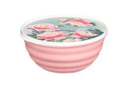 Миска пластиковая с крышкой 1,1л Latina с декором Сад пионов, розовый Homver 223152208/04