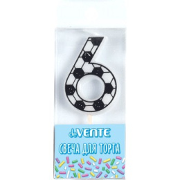 Свеча-цифра 6 Футболист с черно-белым рисунком deVente 9060924