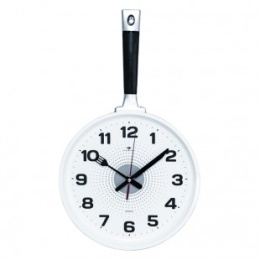 Часы настенные сковорода 25 х 43см серый с белым, черная ручка Рубин 2543-002