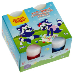 Краски пальчиковые  4 цвета 140мл Мульти-Пульти. Мои первые пальчиковые краски 1+ ПК_64325