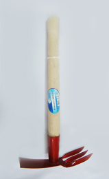 Мотыжка комбинированная 3 зуба + прямая часть деревянная ручка Инструм-Агро МКП-3-1/011001