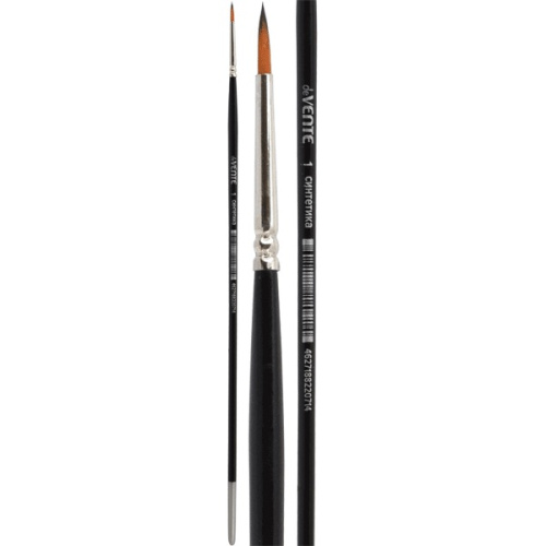 Кисть № 1 синтетика круглая, деревянная ручка, Devente 8073003