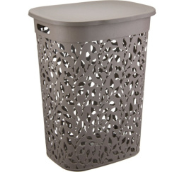 Корзина для белья пластиковая прямоугольная 55л 44,5х36х58см Флора, французский серый Idea М2621