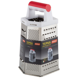 Терка 6 граней h-23см из нержавеющей стали, пластиковая ручка GR-001-9 Candore Mallony 965005