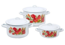 Эмаль набор посуды Стэма 3 предм. кастрюли цилиндрические с металл. крышками 1,45л, 2,9л, 4,3л Ласковый май Лысьвенские эмали С-001/4Э