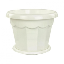 Горшок для цветов пластиковый Гармония с поддоном  0,7л белый Альтернатива М1408