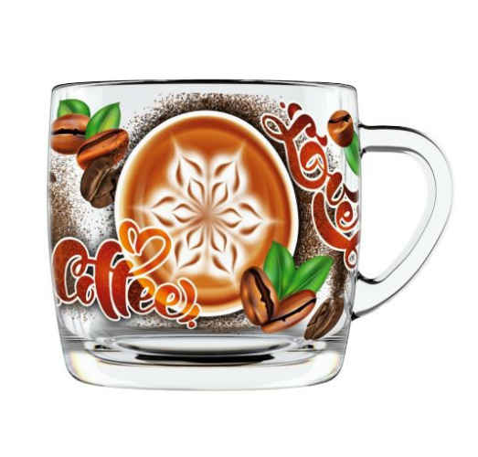Кружка стеклянная 300мл Кофенечка Декостек 2134-Д