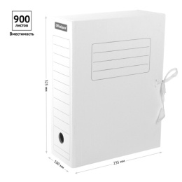 Папка для бумаг арх.100мм Officespace, микрогофрокартон, белая, с завязками 225435