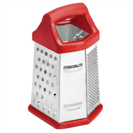 Терка 6 граней h-20см из нержавеющей стали пластиковая ручка, прорезиненное основание, красный Webber BE-092