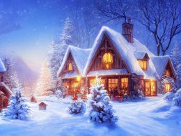 Алмазная мозаика на подрамнике 22х32см Новогодняя ночь НД-7627