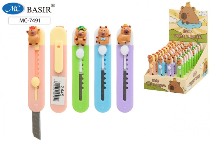 Нож канцелярский малый 9мм Капибара МС-7491