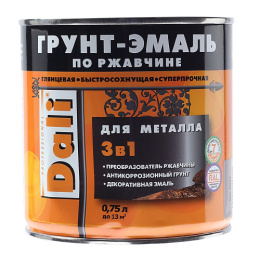 Грунт-эмаль по ржавчине RAL9005 черная "DALI" 3 в 1 РОГНЕДА 0,75л 19299