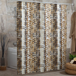 Штора для ванной полиэстер 180х200см Mir Kare (Мозаика) бежевый Miranda