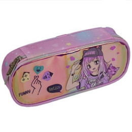 Пенал Devente овальный Manga Girl, с внутренним органайзером-створкой 7023343
