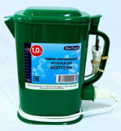 Чайник электрический 1,0л 800Вт, пластиковый, спираль, цвета в ассортименте Волтера ЭЧ-1,0/0,8-220