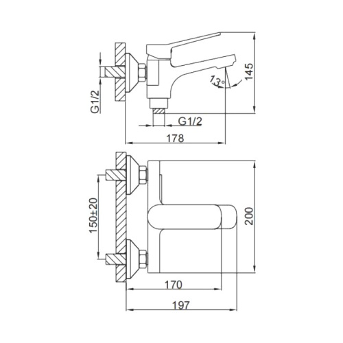 Смеситель для ванны Frap H62-9 F3262-9 Frap 42707