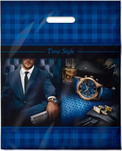 Пакет подарочный ПВД 38х47см 60мкм Тайм стиль ПВ3847ТС