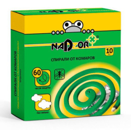 Спирали от комаров 10шт. малодымные без запаха, зеленые (Надзор) Nadzor ISM004C