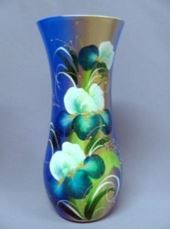 Ваза для цветов стеклянная клеш h-26см d-12см Flora радуга цветная роспись, в п/у Красота стекла 093/170