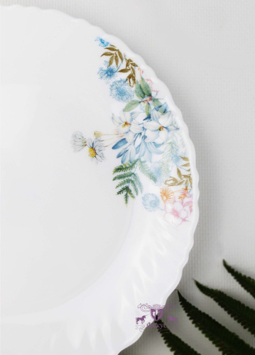 Тарелка стеклокерамическая мелкая 190мм Цветы Фокус 7327-твч7,5