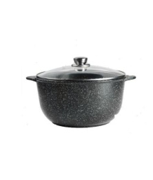 Кастрюля алюминиевая литая с антиприг. мраморным покрытием Орион 6,0л со стеклян. крышкой с металл. ручками Гардарика 1706-04-10