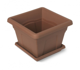 Горшок для цветов пластиковый Квадро с поддоном  5,1л 24х24х17,6см терракотовый Martika С163Т