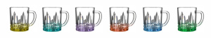 Кружка стеклянная 300мл Венеция цветное дно микс Декостек 128-Н9