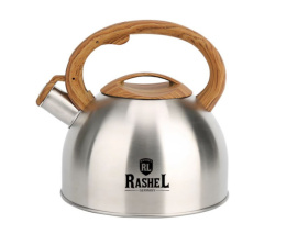 Чайник из нержавеющей стали со свистком 3,0л коричневая ручка Rashel М-7186