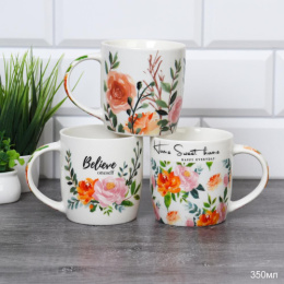 Кружка керамическая 350мл Цветы, в ассортименте D274/734274