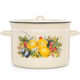 Кастрюля эмалированная  7,0л цилиндрическая с металл. крышкой с декором Изобилие Эстет ЭТ-72948