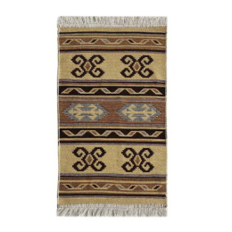 Коврик напольный хлопковый Kilim Usak 60х120см, коричневый L'Cadesi UK10 6121004