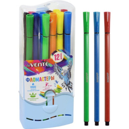 Фломастеры 12 цветов Devente, с вентилируемым колпачком, шестигранные 5081998