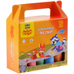 Мелки цветные  5 цветов 10шт. Мульти-Пульти, круглые, для асфальта, картонная коробка АМ_31723