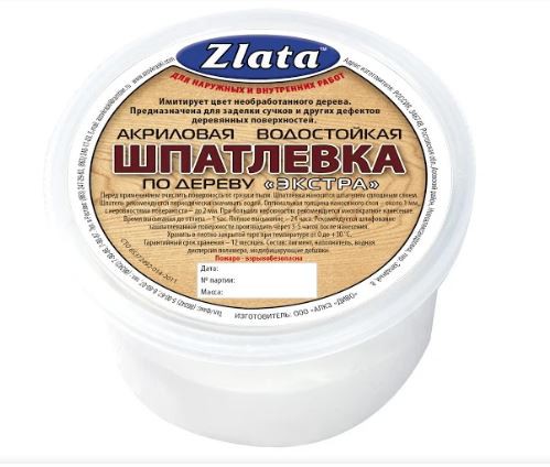 Шпатлевка по дереву акриловая Zlata белая 0,8кг Zlata