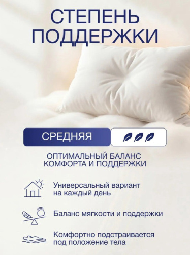 Подушка 50х68см Гусиный пух 75% / перо 25% (хлопок 100%, кант) бежевая, в сумке, Коллекция Бризэ Империя пуха ИП140