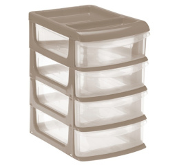 Комод - бокс четырехсекционный пластиковый большой 25х35,5х37,6см капучино Idea М2768