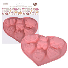 Форма для шоколадных конфет силиконовая  6 ячеек Сердце Мультидом VL80-556