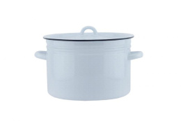 Кастрюля эмалированная  8,5л цилиндрическая с металл. крышкой без декора, серо-голубой рябчик Эмаль Магнитогорск 1620