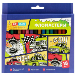 Фломастеры 18 цветов Artspace Машинки, смываемые WP_92263