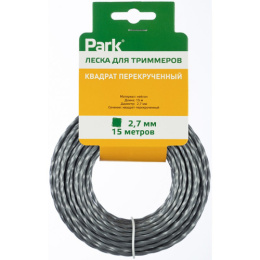 Леска для триммера квадратная перекрученная 2,7мм, 15м, на подвесе Park 990631