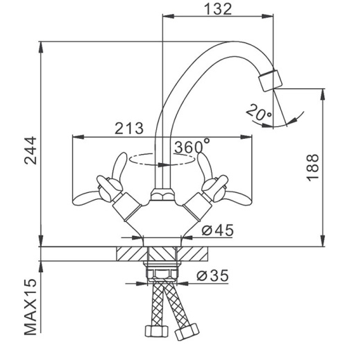 Смеситель для кухни Frap H12 F4112-2 хром Frap 42862