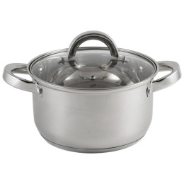 Кастрюля из нержавеющей стали  2,6л 180мм стеклянная крышка, Mediano Mallony 005443