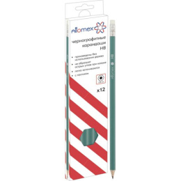 Карандаш чернографитный с ластиком Attomex HB 1,85мм, шестигранный 5032601