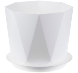Кашпо пластиковое Призма с поддоном 2,6л d-17,5см h-15см белый Idea М3138
