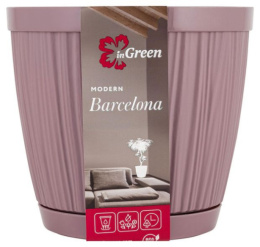 Горшок для цветов пластиковый Barcelona с поддоном 1,8л 15,5х15,5х14см морозная слива InGreen IG623010053